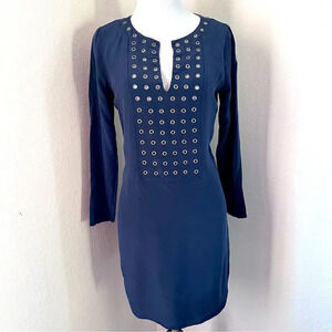100% Silk Navy Blue Cocktail Dress by LAVANDER BROWN XS